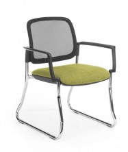 Venice Mesh Back. Square Arms. Chrome Sled Base. Black Mesh Back. Any Fabric Seat